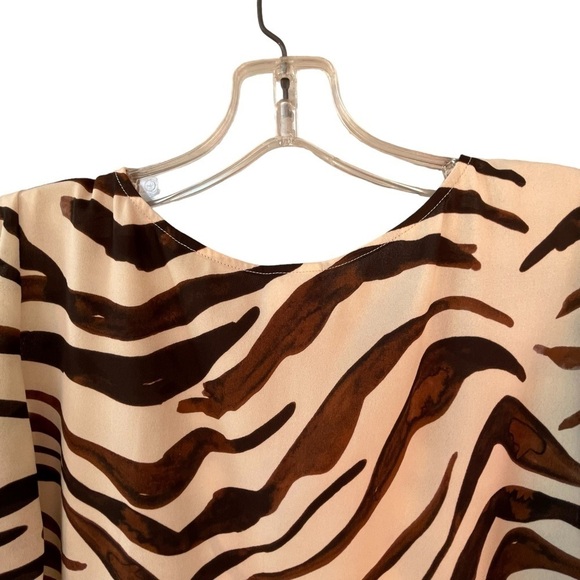 Cabi Zebra Print Ruffle Flutter Sleeve Blouse Style #3771 Brown Cream - Sz M - Picture 8 of 10